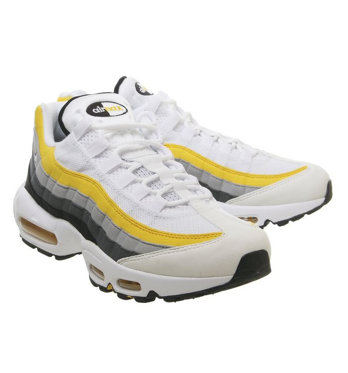 Nike Air Max 95 Trainers White Amarillo Dark Grey - His trainers