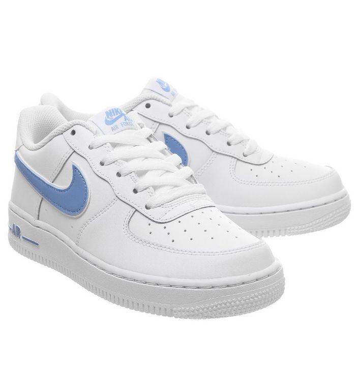 Nike Air Force 1 Trainers White Blue - Hers trainers