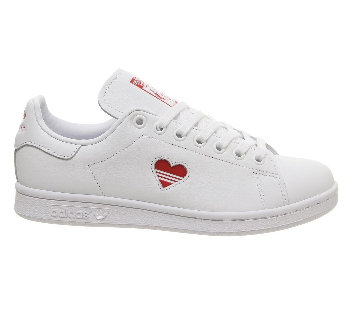 adidas Stan Smith Trainers White Red Heart - Hers trainers