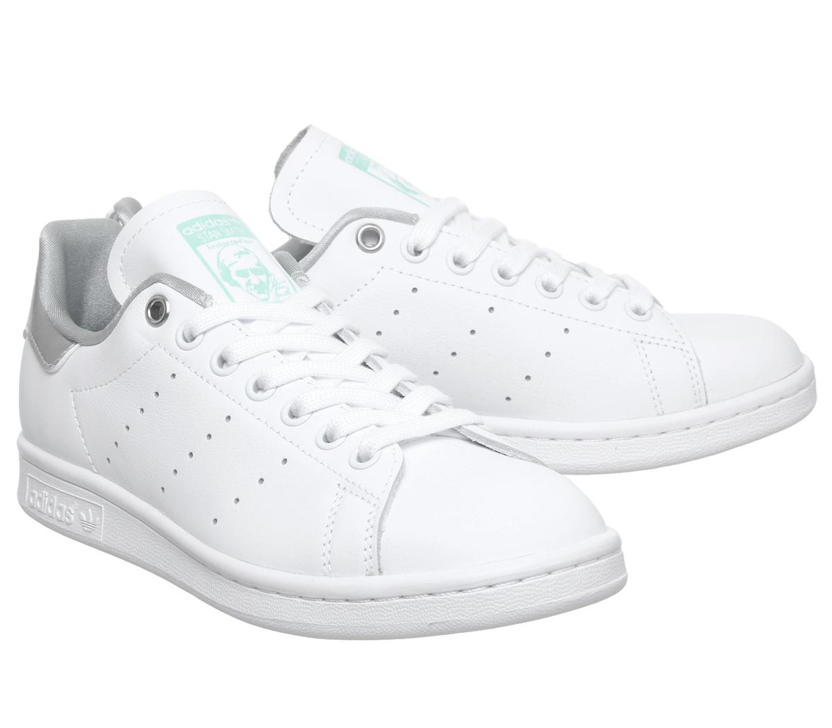 adidas Stan Smith Trainers White Silver Metallic - Hers trainers