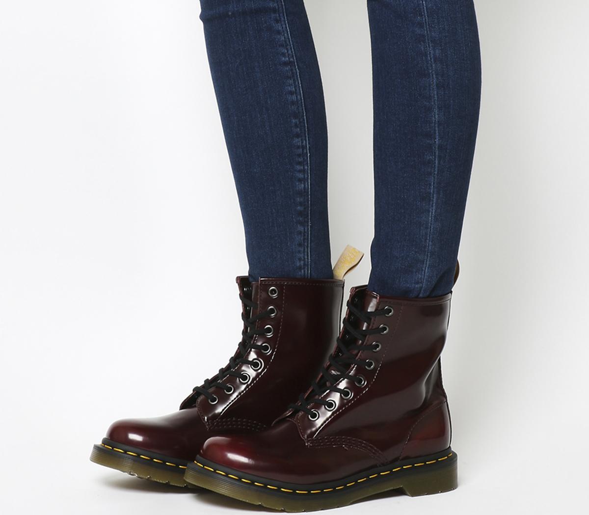 Dr Martens Vegan 1460 8 Eye Boots Cherry Red Pu Ankle Boots