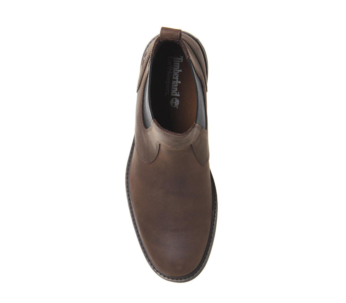 timberland stormbuck chelsea boots dark brown leather