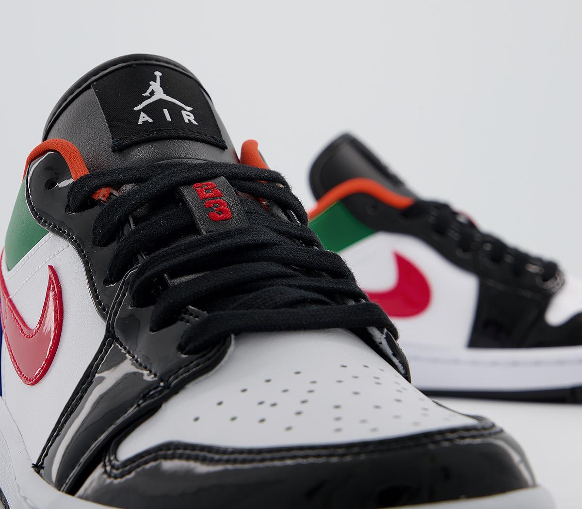 air jordan 1 low white white hyper royal university red pine green