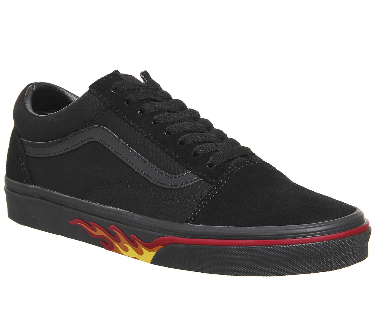 all black vans with flames