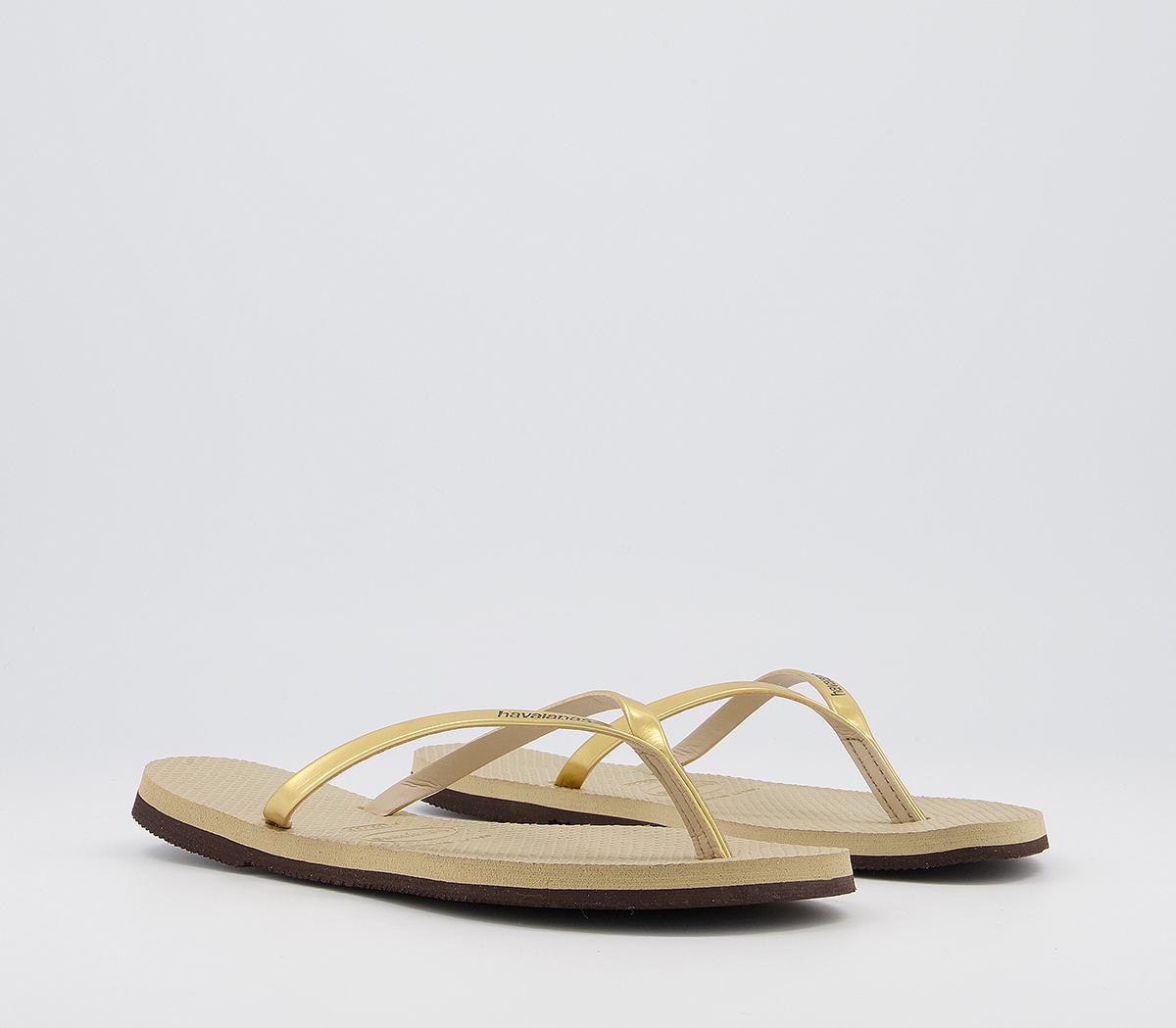 Havaianas Slim You Metallic Flip Flop Sand Grey Light Gold - Sandals