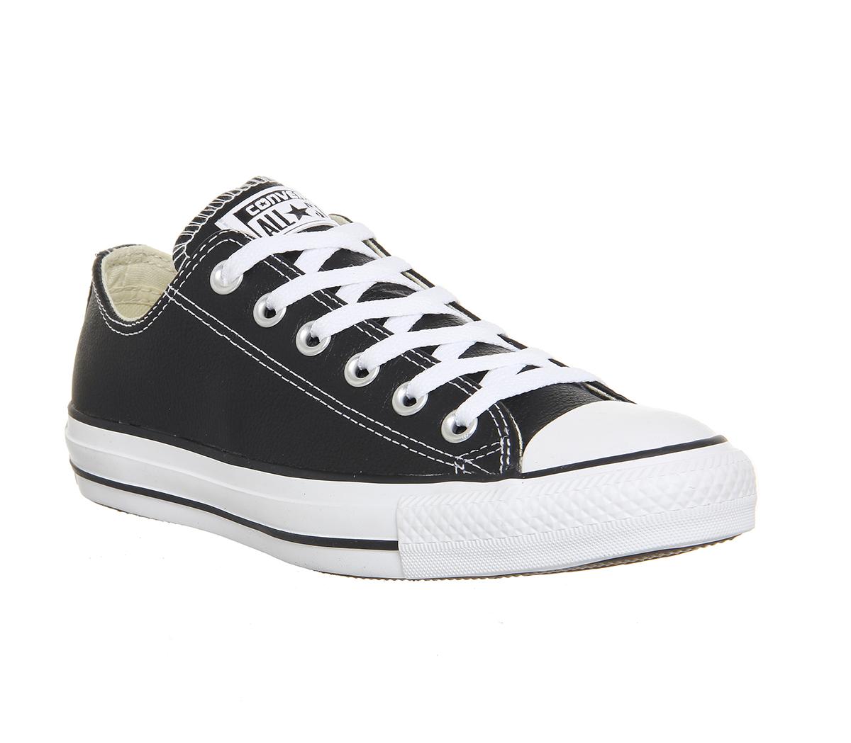 Converse All Star Low Leather Black White Leather - Unisex Sports