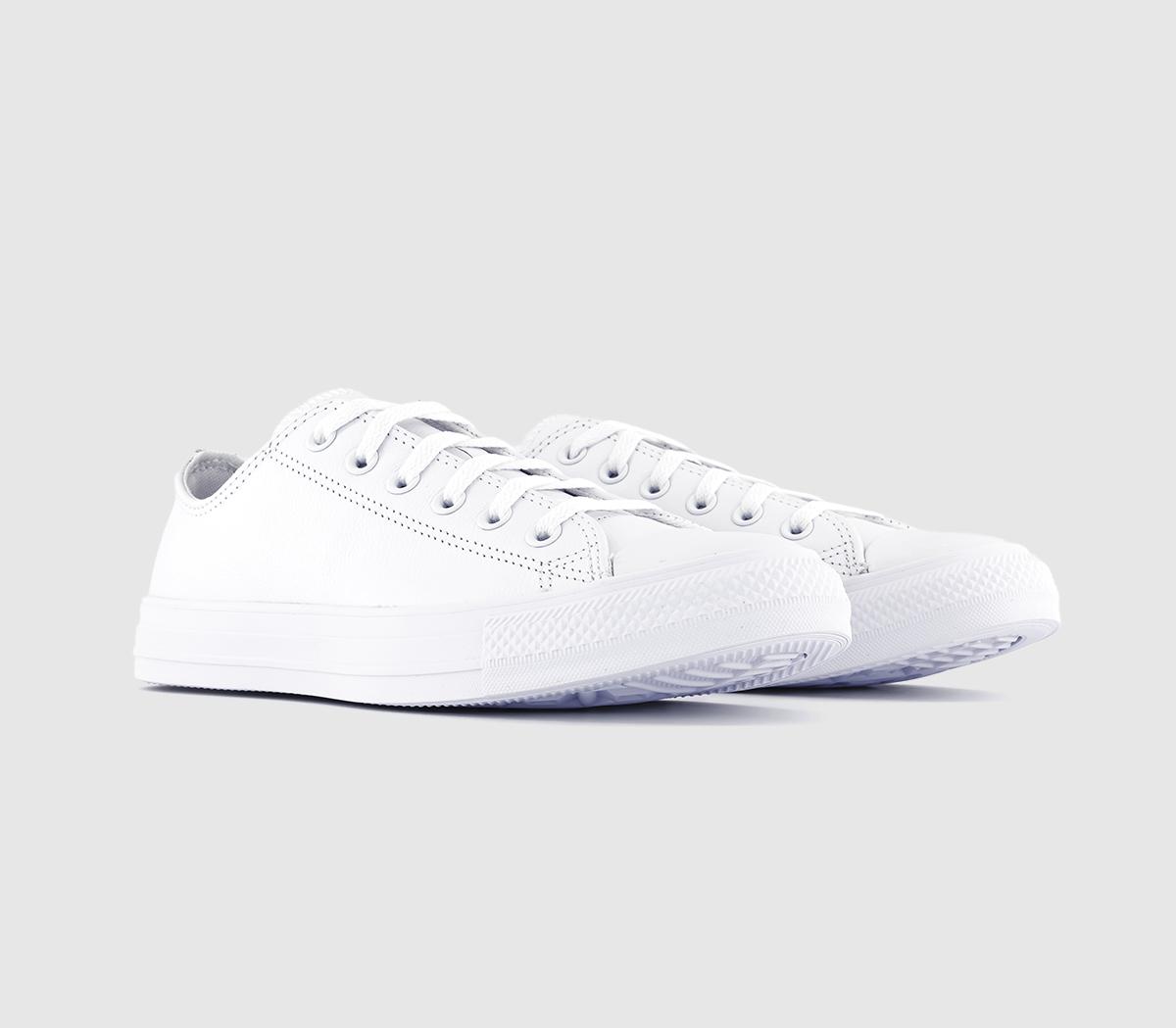 all star low leather white mono leather
