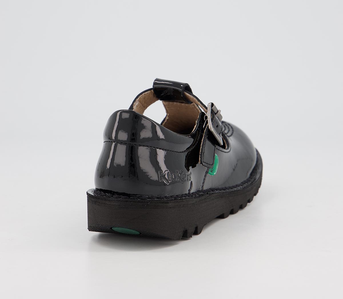 kickers kick t bar shoes black patent