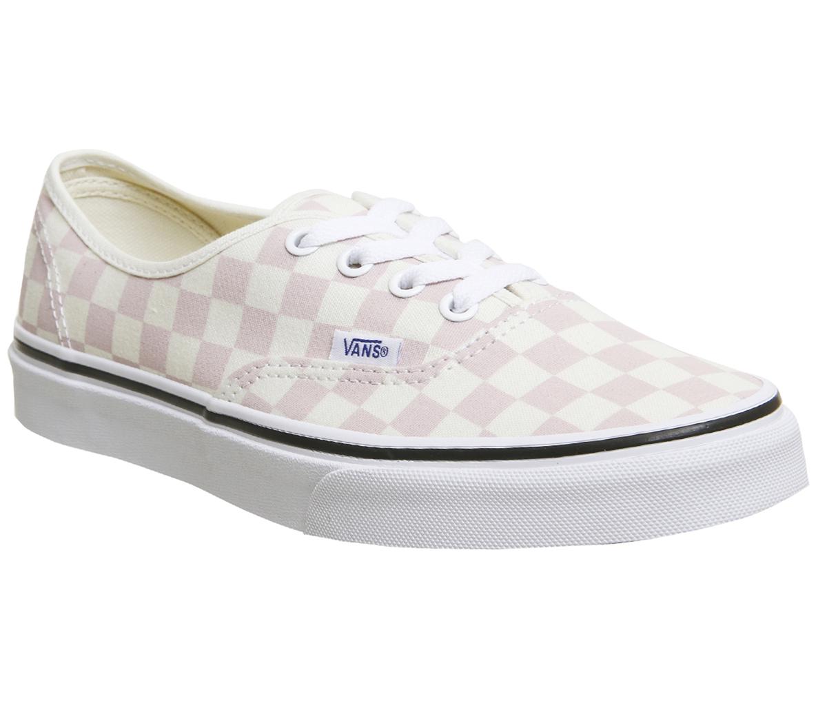 light pink and white checkered vans