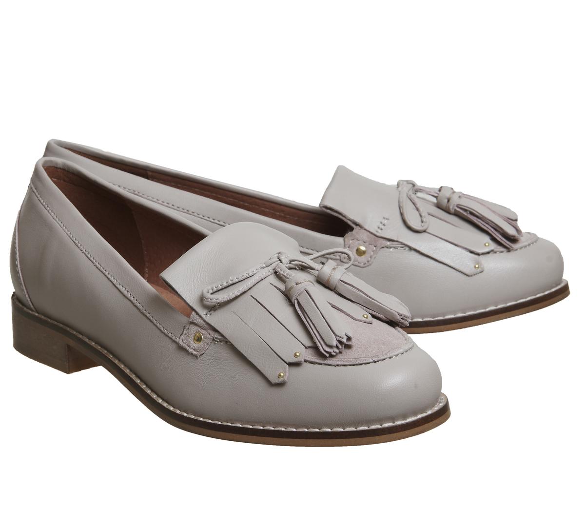 Office Penny Tassel Loafers Grey Leather Grey Suede Flats