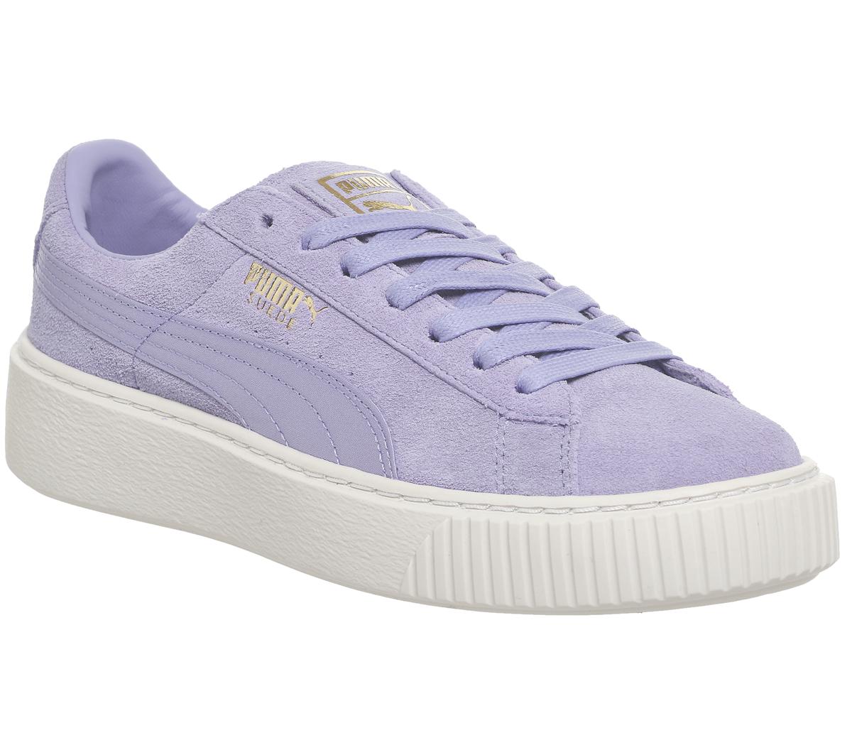 Puma Suede Platform Trainers Lavender Gold Satin - Hers trainers