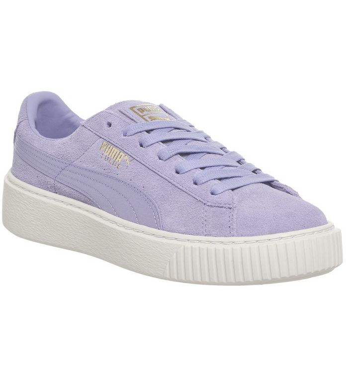 Puma Suede Platform Trainers Lavender Gold Satin - Hers trainers