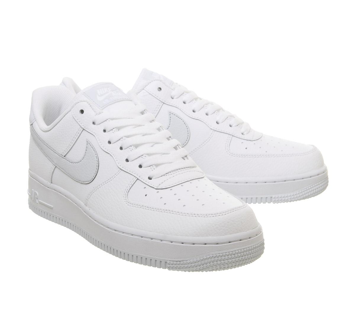 Nike Air Force 1 '07 Trainers White Pure Platinum Metallic Silver - His ...