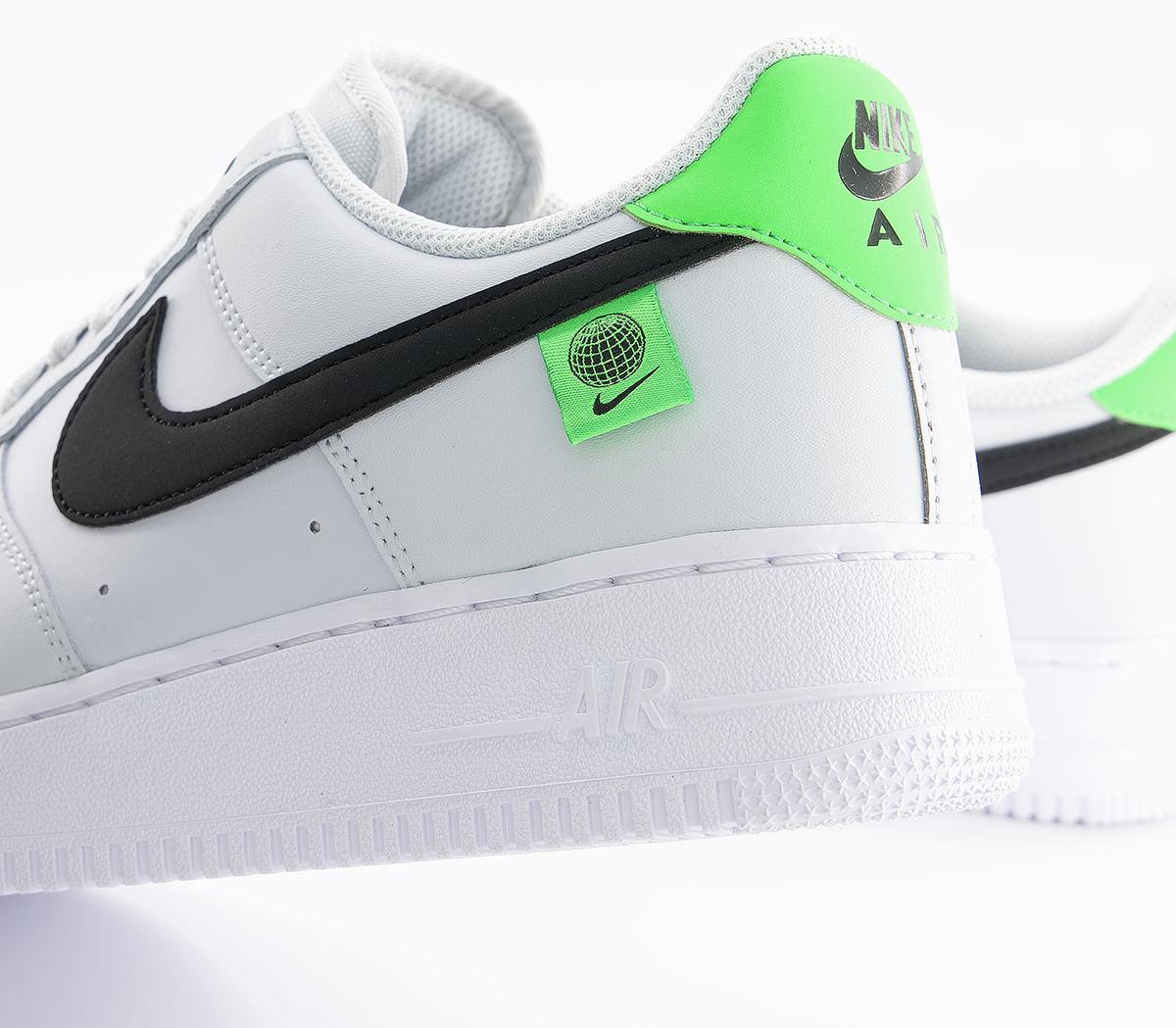 Nike Air Force 1 07 Trainers Pure Platinum Black Green Strike - His ...