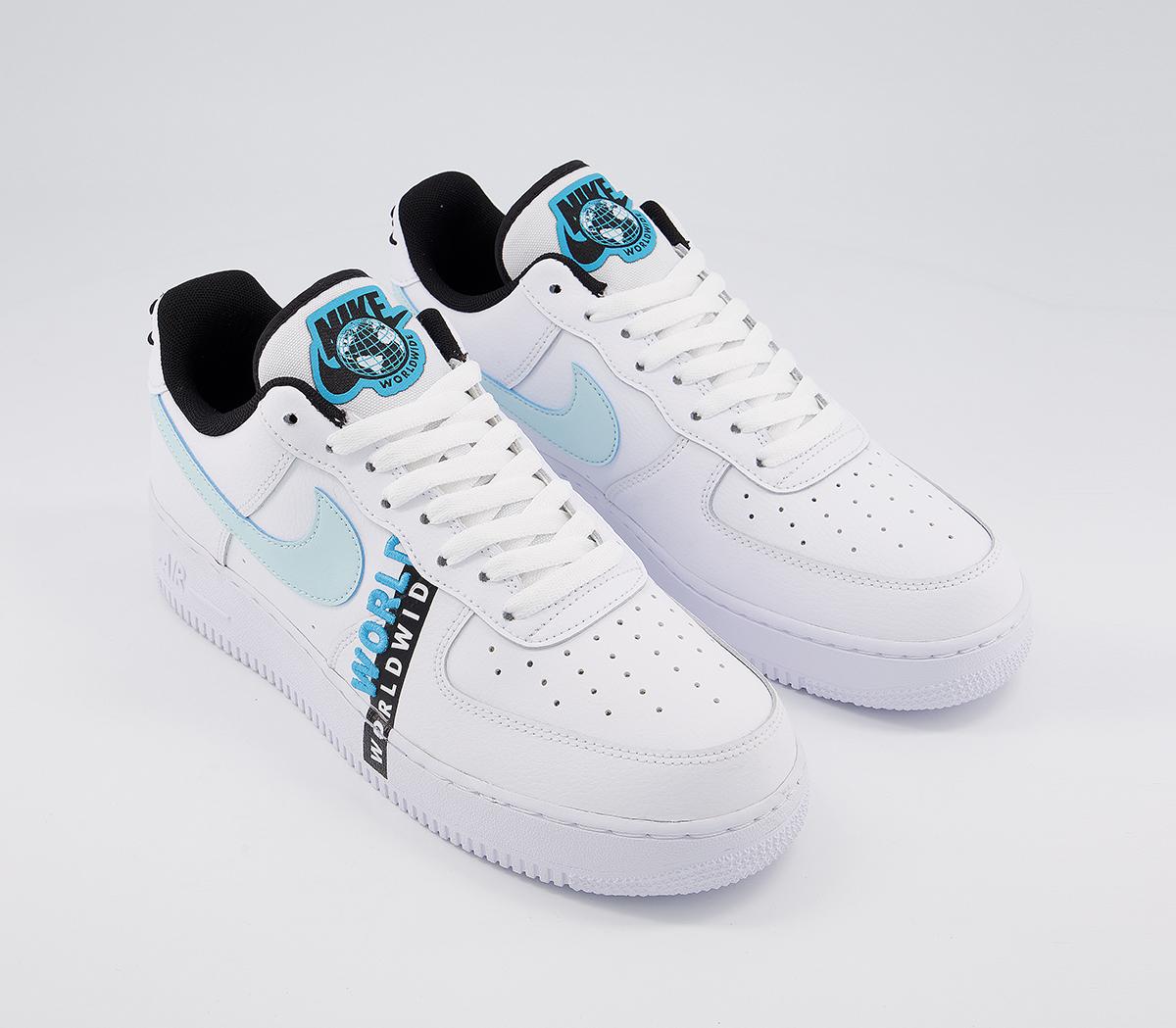 Nike Air Force 1 07 Trainers White Black Blue Fury Ww - His trainers