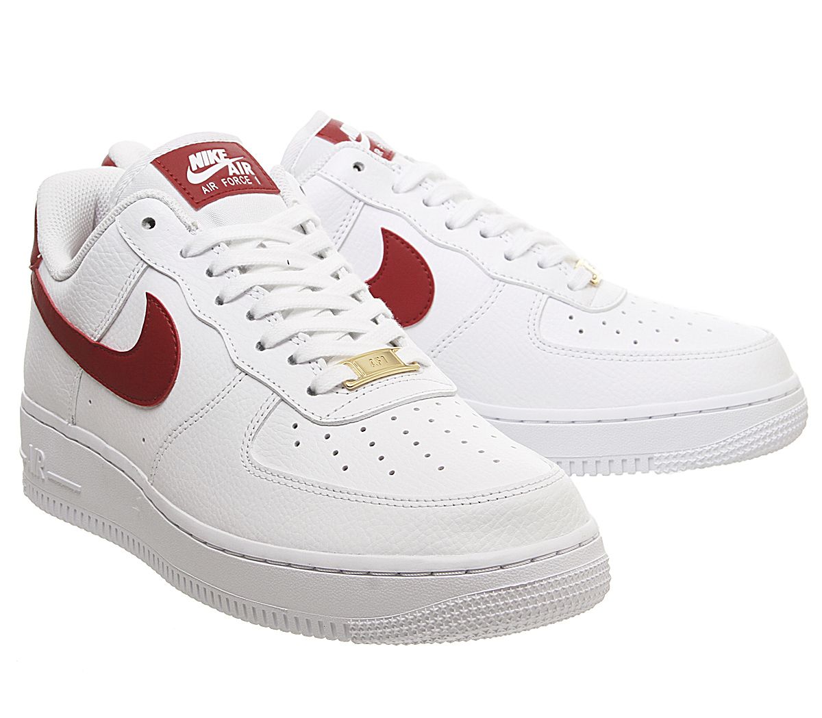 Nike Air Force 1 07 Trainers White Gym Red Metallic Gold - Hers trainers