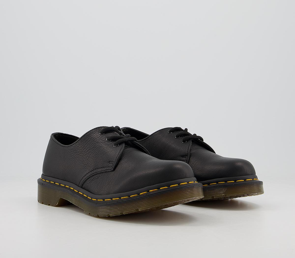 Dr. Martens 3 Eyelet Lace Up Shoes Black Virginia - Flat Shoes for Women