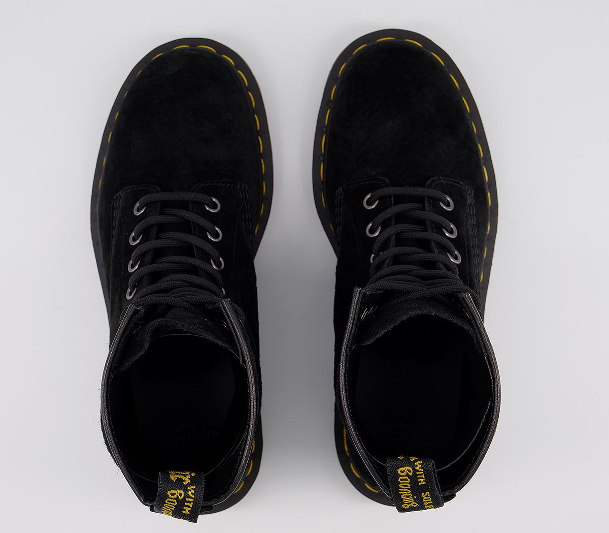 Dr. Martens 8 Eyelet Lace Up Boots Black Suede - Ankle Boots