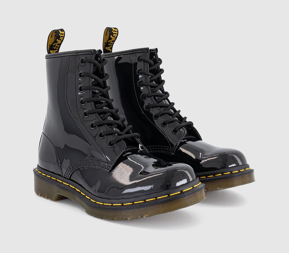 Dr. Martens 8 Eyelet Lace Up Boots Black Patent - Ankle Boots