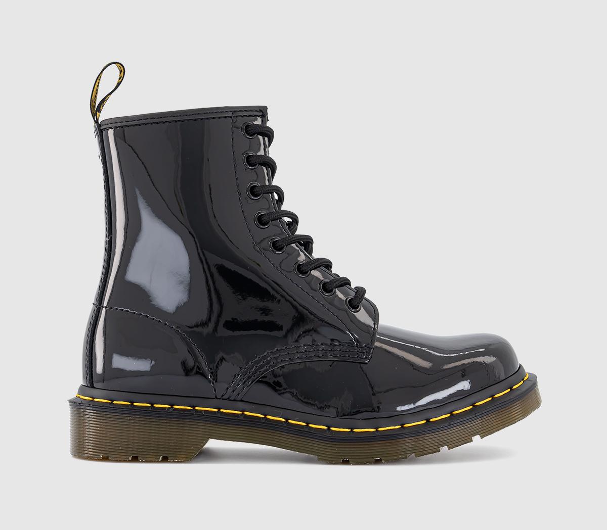 Dr. Martens 8 Eyelet Lace Up Boots Black Patent - Ankle Boots