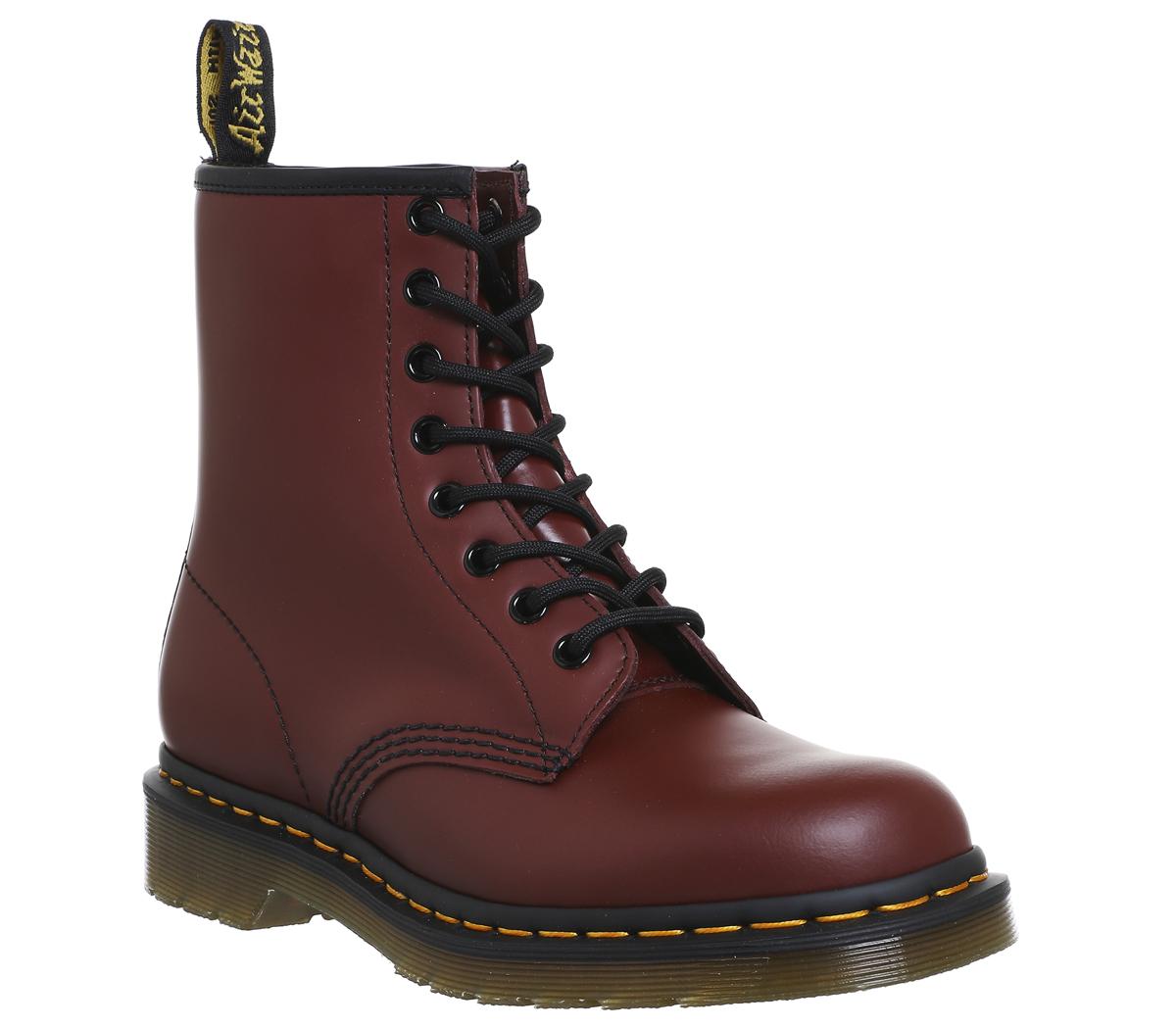 red lace up doc martens