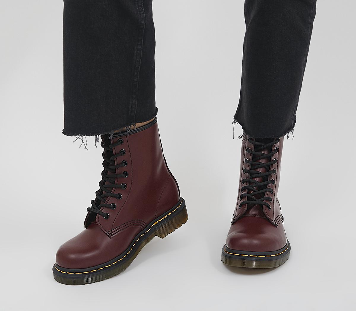 Dr. Martens 8 Eyelet Lace Up Boots Cherry Red - Ankle Boots