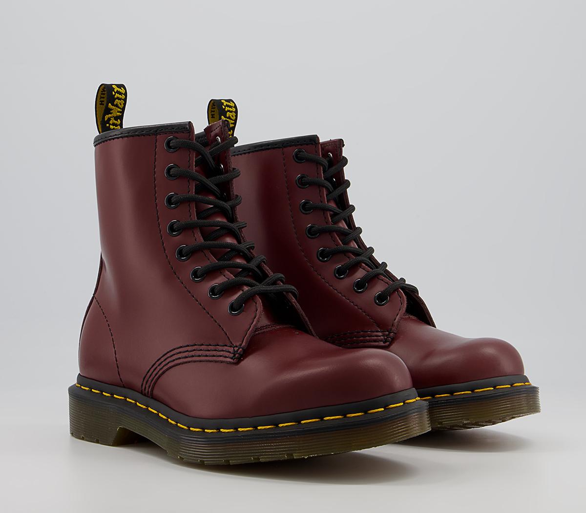 Dr. Martens 8 Eyelet Lace Up Boots Cherry Red - Ankle Boots