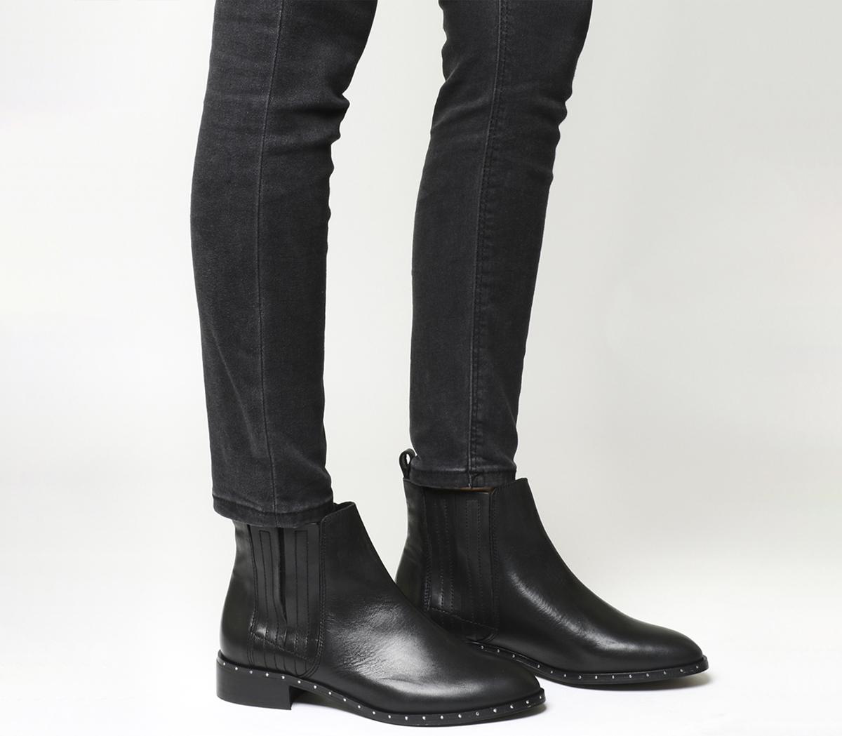 flat leather chelsea boots with studs