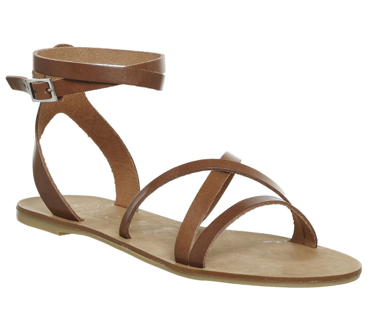Office Stephan Strappy Ankle Sandals Tan Leather - Sandals