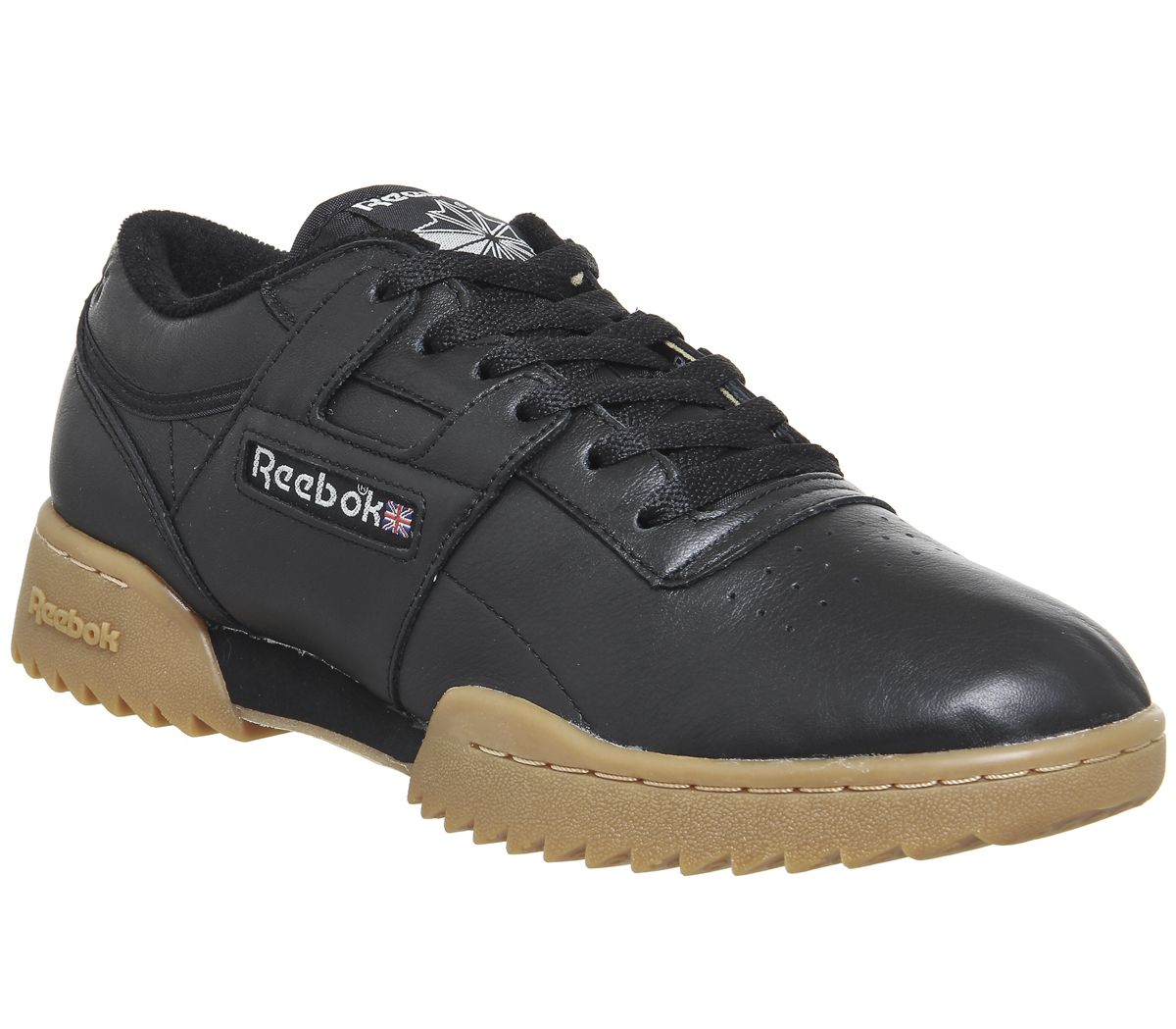 Reebok Workout Ripple Trainers Black Gum Vintage His Reebok Workout Ripple Trainers Black Gum Vintage His