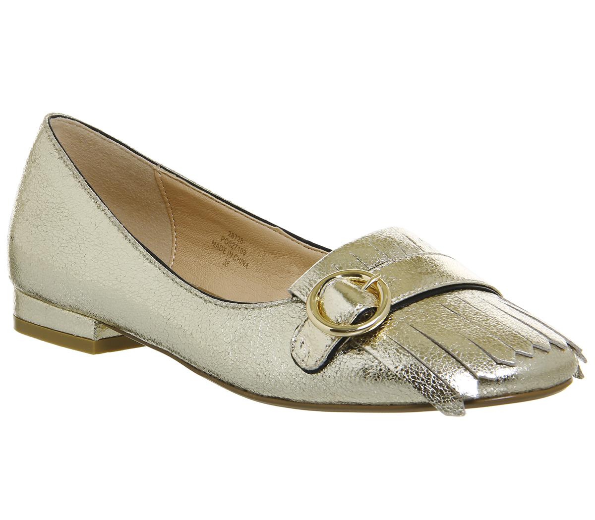 Office Felicity Fringe Detail Loafers Champagne Metallic - Flat Shoes ...