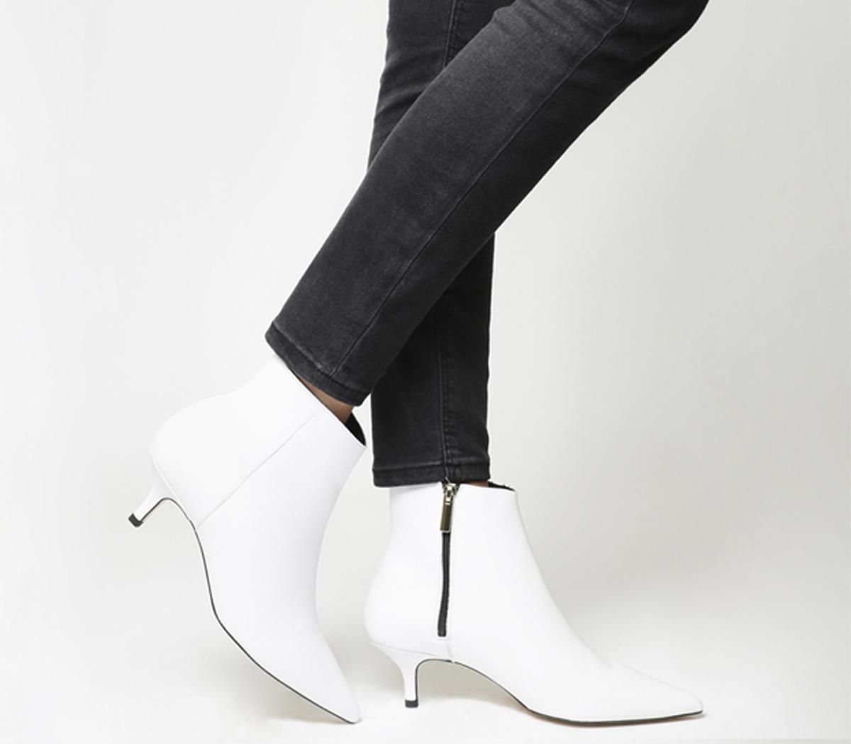 Office Alibi Kitten Heel Boots White Leather - Ankle Boots