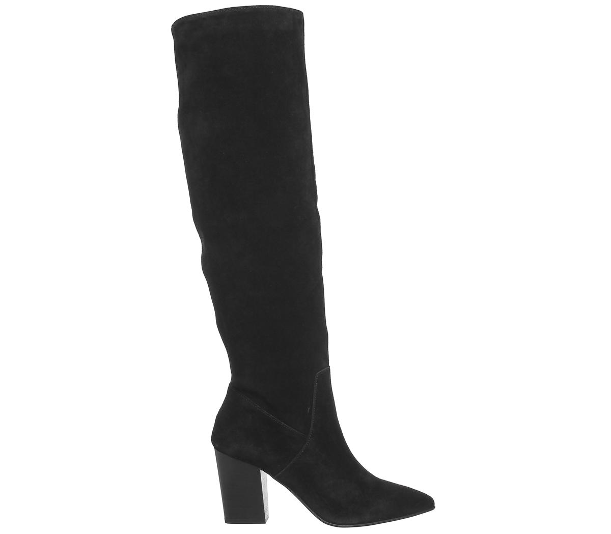 Office Kola Slouch Suede Knee Boots Black Suede - Knee High Boots