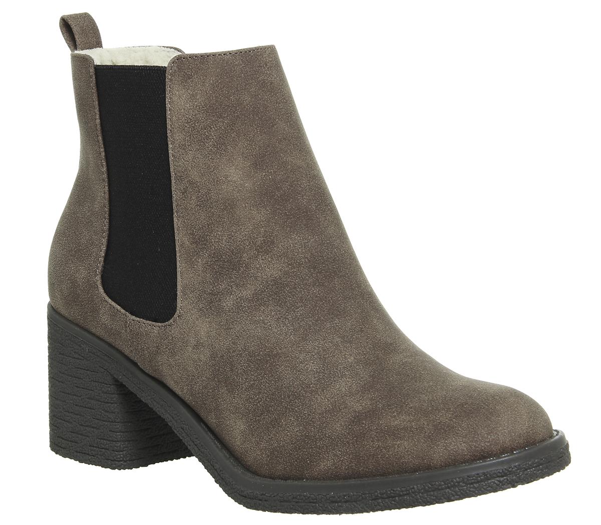Office Apple Furlined Chelsea Boots Brown Fur - Ankle Boots