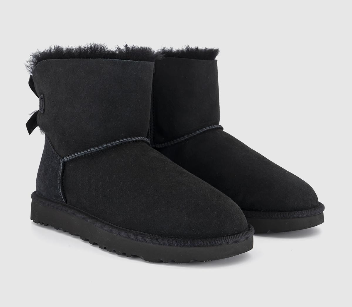 UGG Mini Bailey Bow Boots Black Suede - Ankle Boots