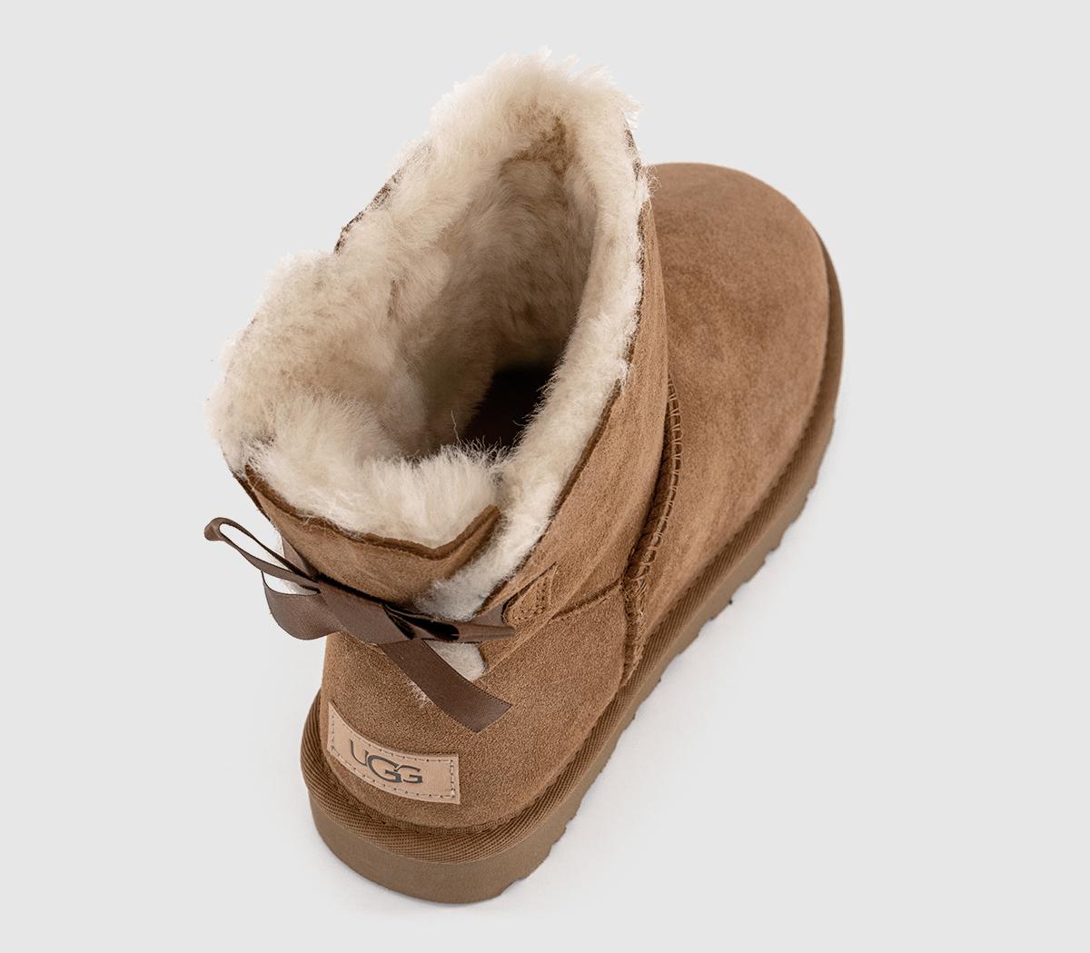 UGG Mini Bailey Bow Boots Chestnut Suede - Ankle Boots