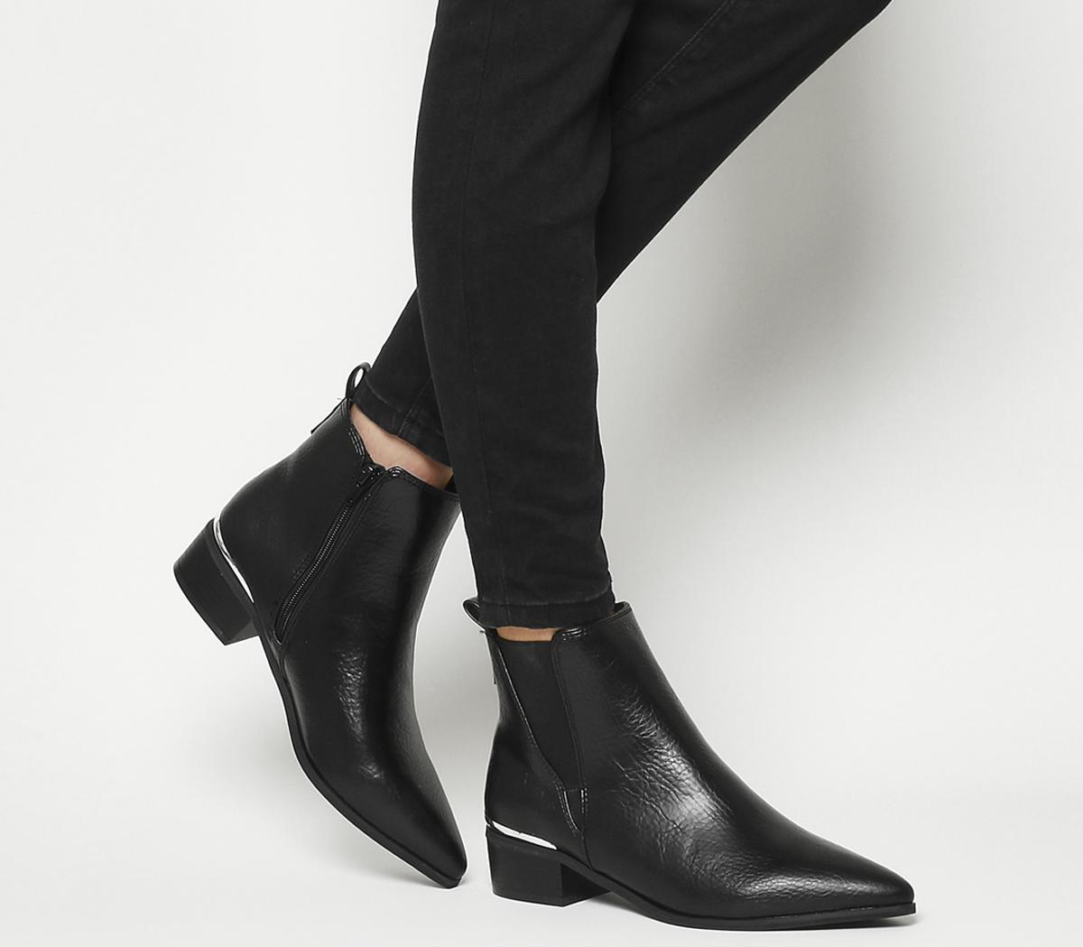 Office Anchor Pointed Flat Chelsea Boots Black - Ankle Boots