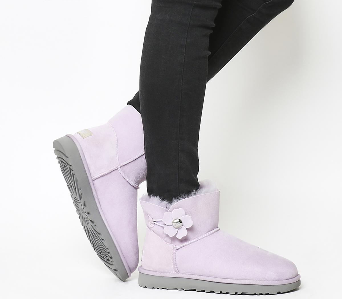 UGG Mini Bailey Button Poppy Lavender Fog Suede - Ankle Boots