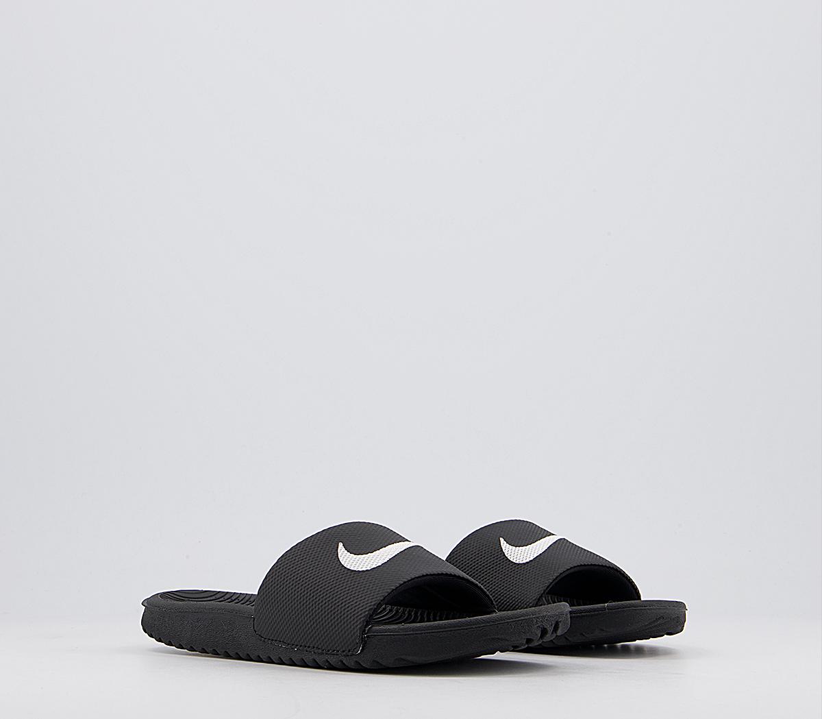 nike kawa slide black and white