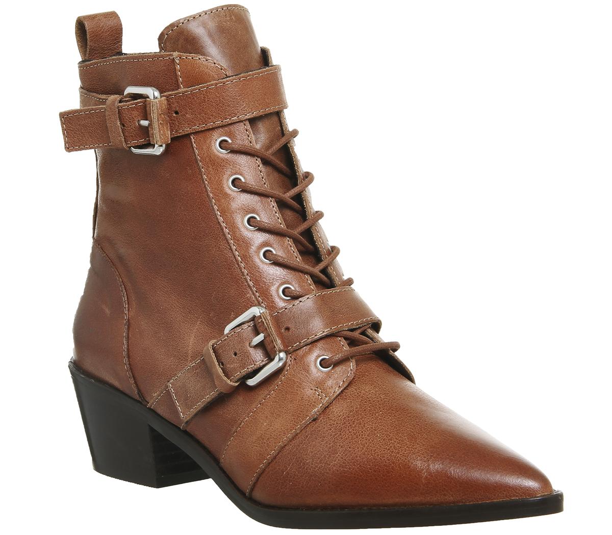 Office Ambassador Lace Up Boots Tan Leather - Ankle Boots