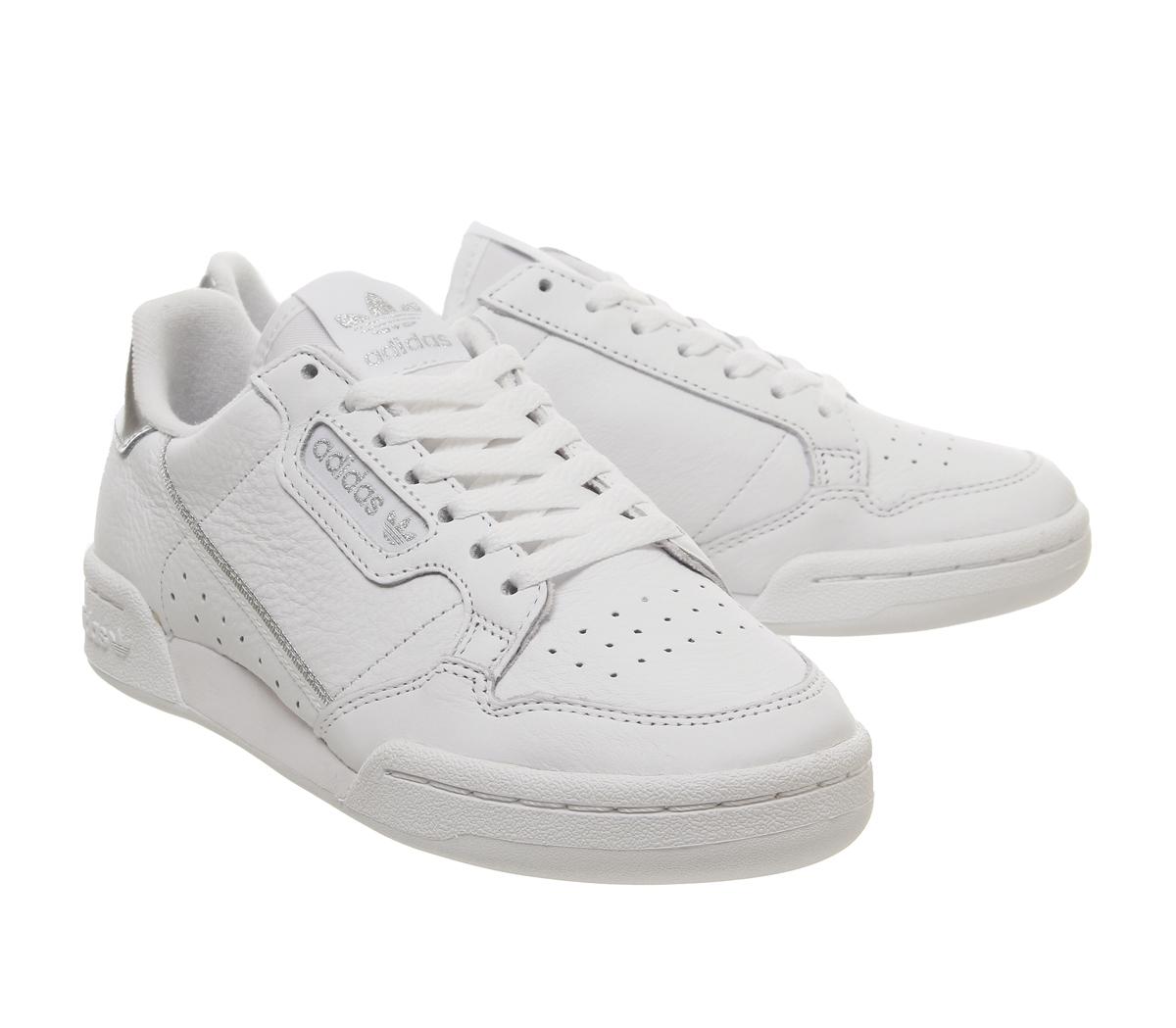 adidas Continental 80s Trainers White White Silver - Hers trainers