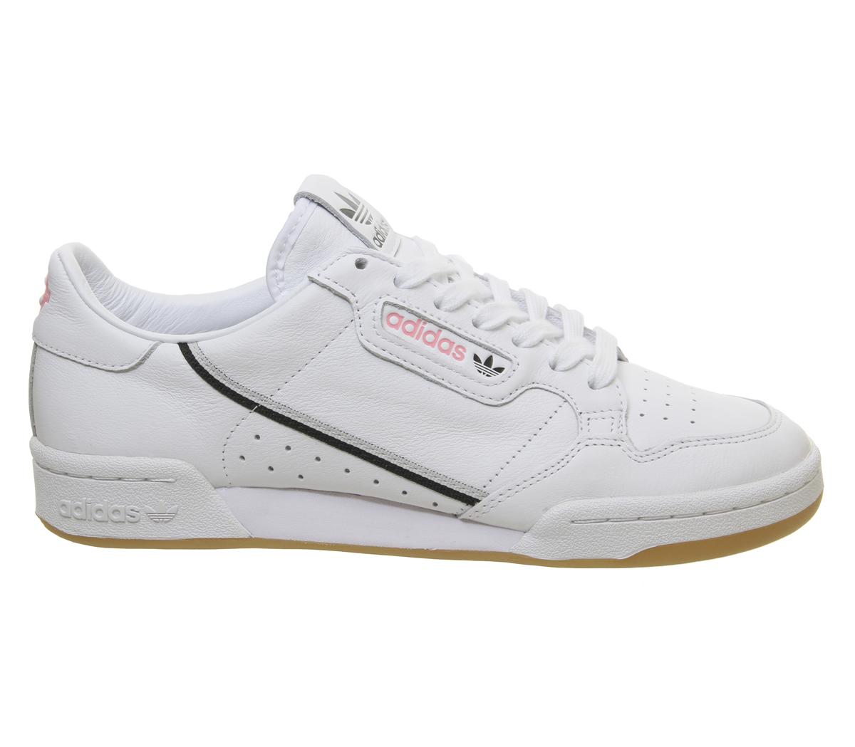adidas continental 80's white grey core black pink gum tfl