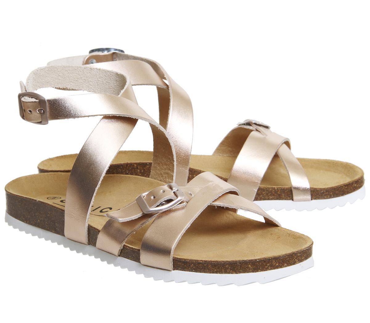 footbed sandals rose gold