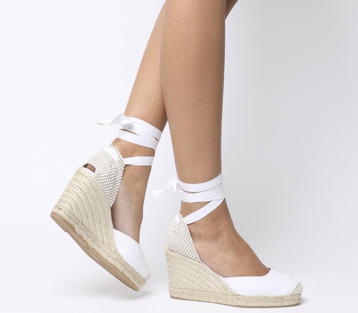 Office Marmalade Espadrille Wedges White Canvas - Mid Heels