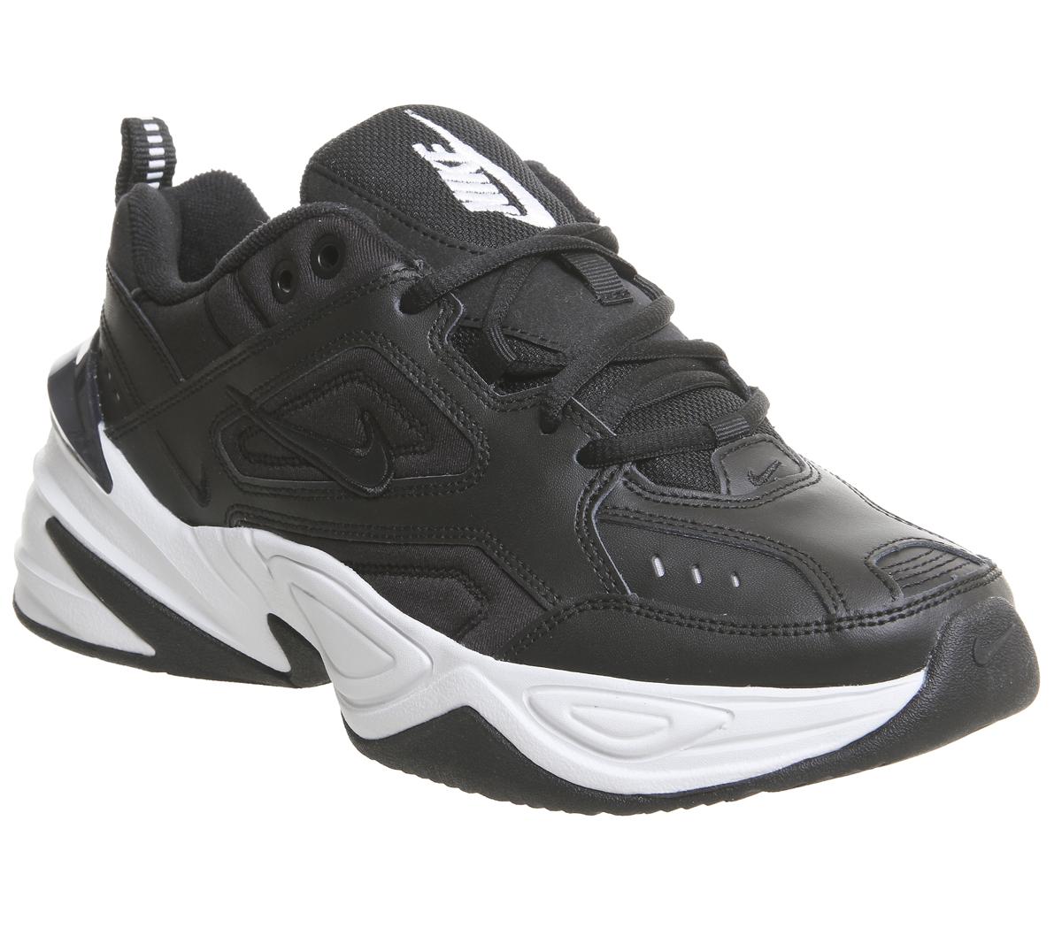 nike m2k tekno trainers in black and white