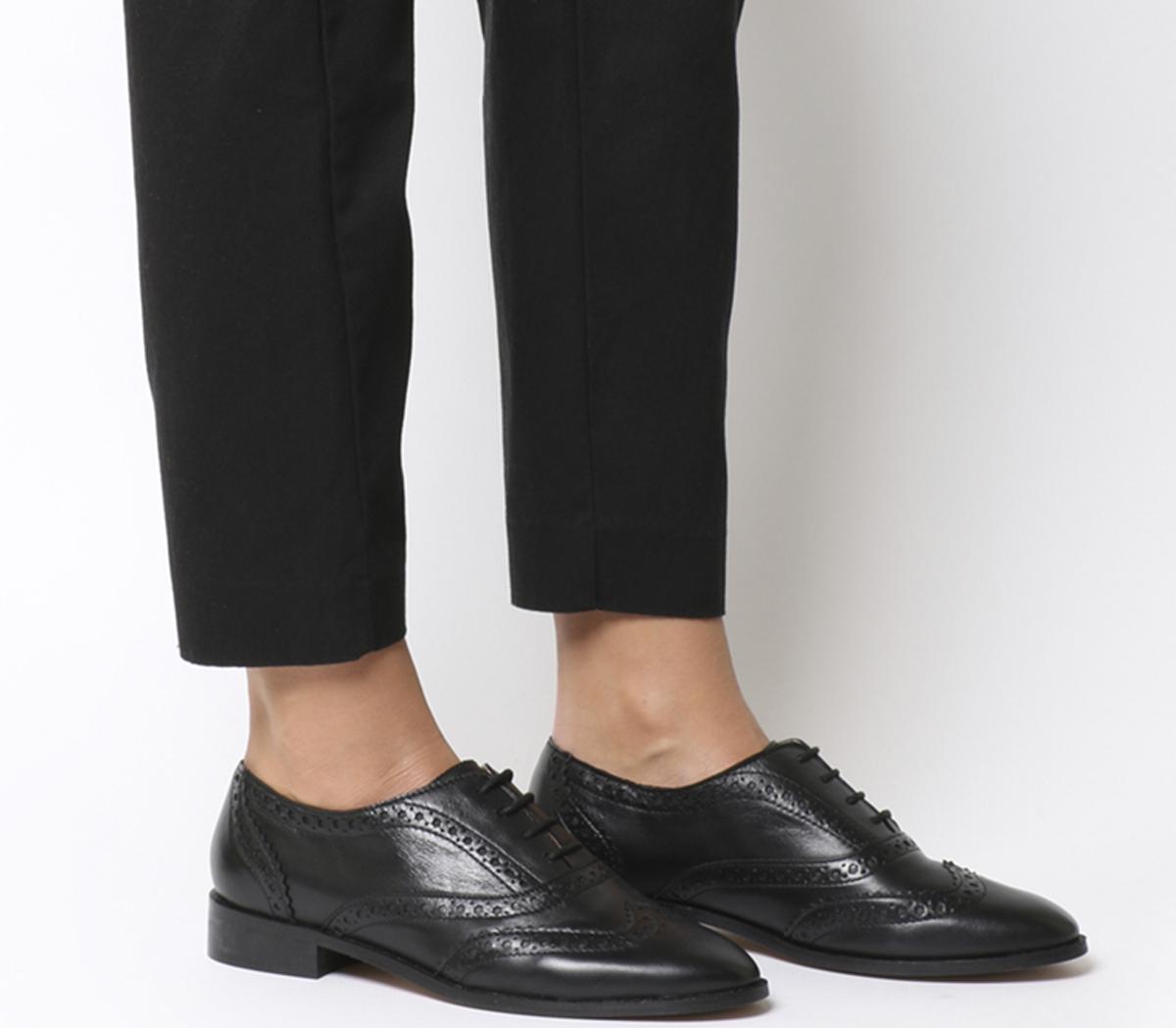 Office Flapjack Brogue Lace Up BLACK LEATHER,Schwarz