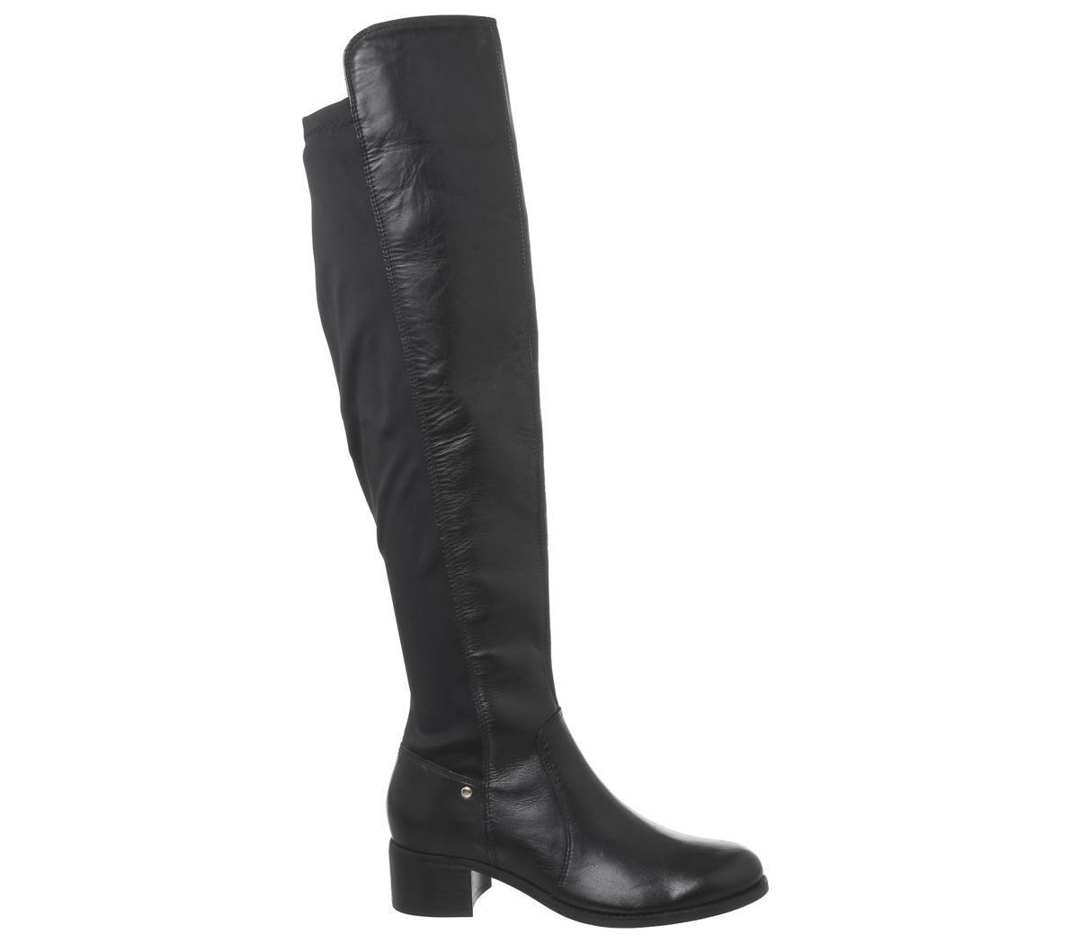 Office Kite Stretch Back Over The Knee Boots Black Leather Knee High Boots