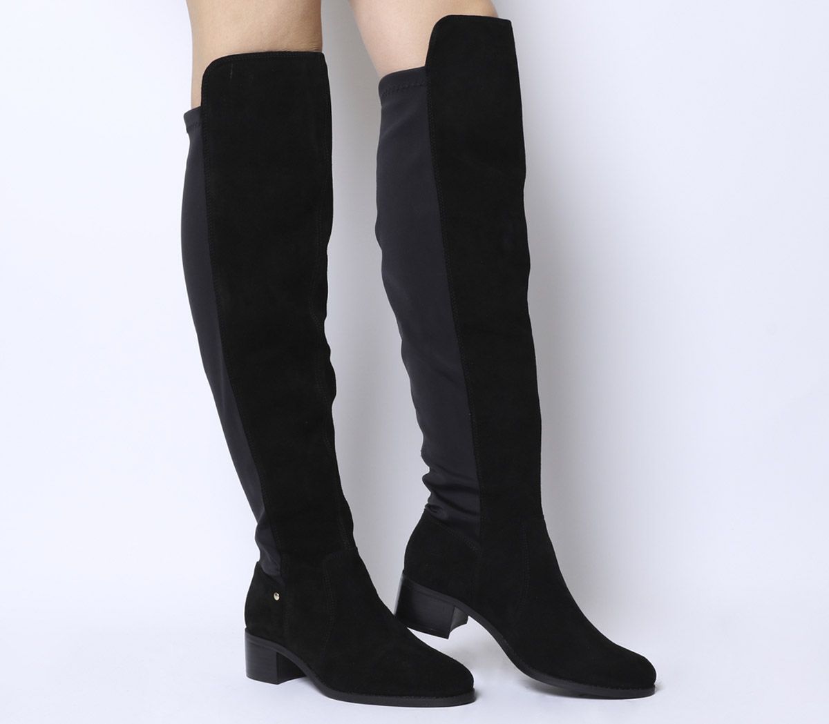 Office Kite Stretch Back Over The Knee Boots Black Suede Knee High Boots
