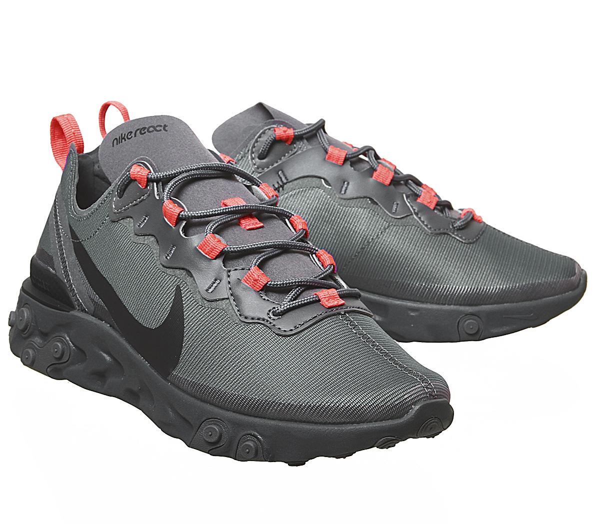 Nike React Element 55 Trainers Dark Grey Black Crimson - Sneaker herren