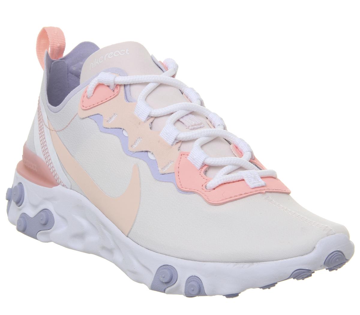 pale pink react element 55 trainers